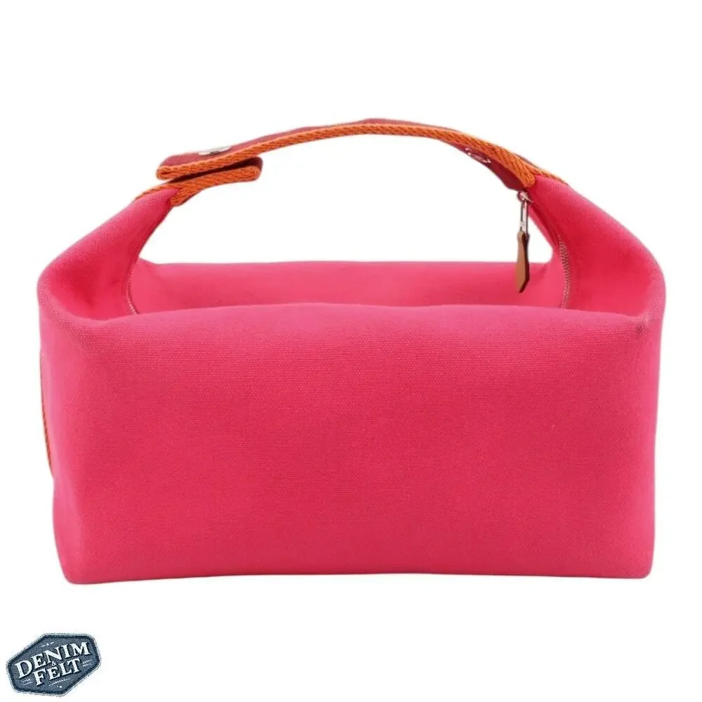 Hermès Hibiscus Pink Canvas Toile Bride-A-Brac Small‎ Travel Case/Vanity Bag